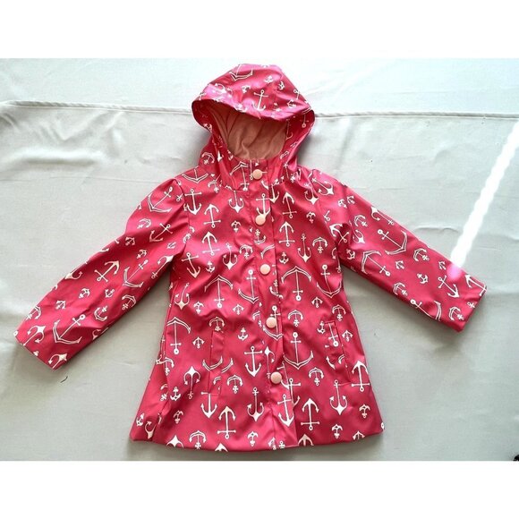 NWOT Pink Taffy Anchor Hooded Raincoat with Fleece Lining 3T - Picture 3 of 12